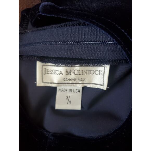 Gunne Sax (Jessica McClintock) Vintage Velvet Silver Metallic Gown Dress, Sz 3/4 - Picture 2 of 11